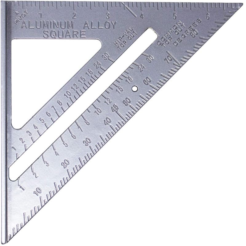 THS 11" 45 Degree Square Layout Tool,Double Side Scale Aluminium Alloy Metric Inch Triangle Measurement in 90 Degree Triangle Ruler Carpenter Tool (Silver, 11)