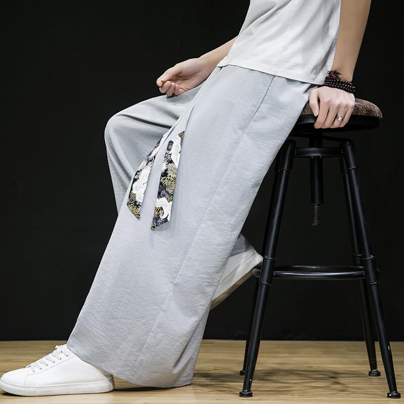 GUOYUXIAO Men's Pants Spring Printed Style Straight Loose Trouser4