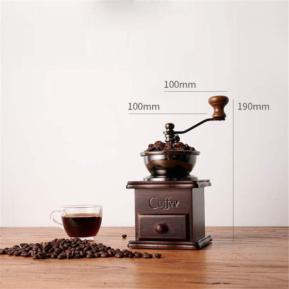 Macinino manuale per chicchi di caffè retrò classico portatile a manovella caffettiera in legno per spezie mini macina con spazzola pulita regalo amante del caffè utensile da cucina