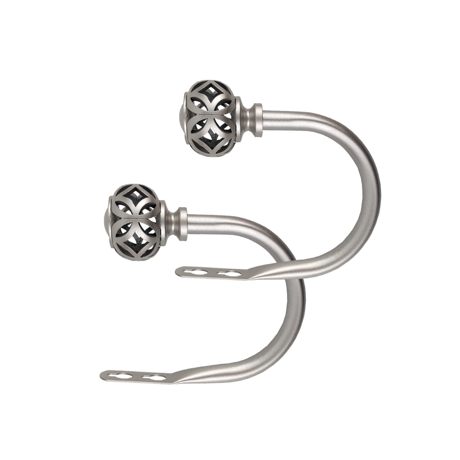 Kowibcl 2Pcs Curtain Holdbacks, Curtain Hooks for Drapes with Screws Wall Mounted, Decorative Drapery Holdbacks for Bedroom Livingroom Office, Silver