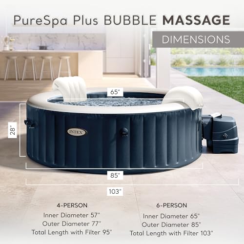 INTEX 28431EP PureSpa Plus Bubble Massage Spa Set: Includes Energy Efficient Spa Cover – 2 Contoured Headrest – LED Light – 6 Person Capacity – 85" x 28" - Image 5