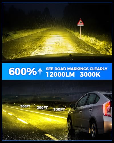Image of Marsauto H16 H11 H8 LED Fog Light Bulb Yellow, 12,000 Lumens 3500K Amber Yellow Fog Lights Super Bright & Compact H8 /H11 LED Bulb, 1:1 Mini Size Plug and Play, Side Marker & Parking Light Combos