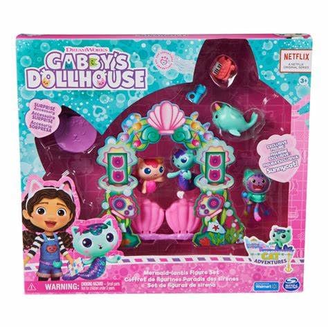 Spin Master Gabby’s Dollhouse, Mermaid-lantis Figure Set with 4 Toy Figures and Dollhouse Furniture