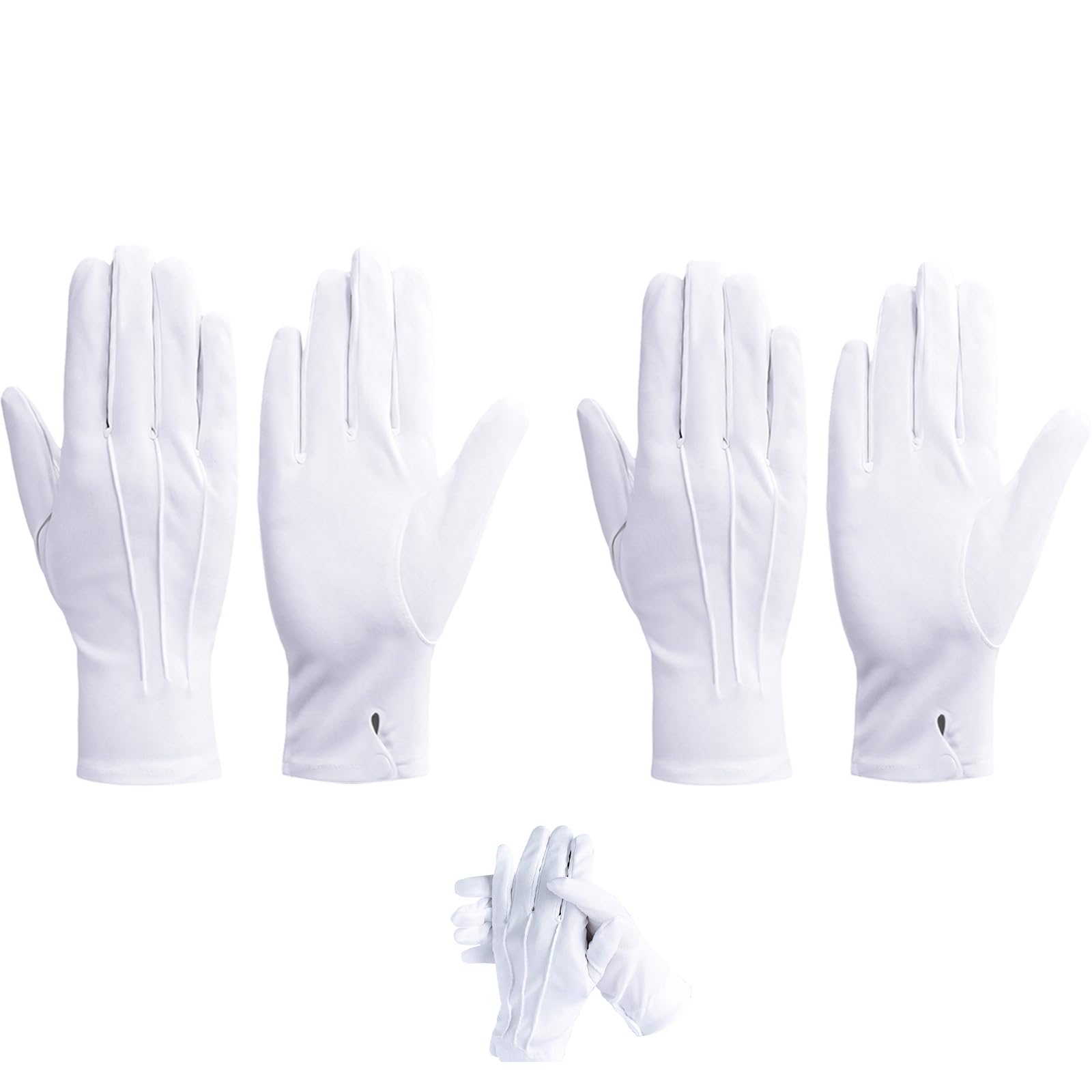 Yhtcc Unisex White 2 Pair Gloves,Breathable And Soft, Cotton Gloves, Sewn With Snap Closure, Reusable,Suitable For Police Tailcoats, Honor Guards, Clothing Parades
