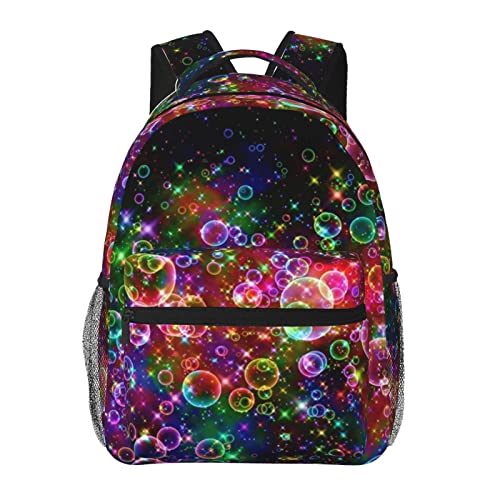 Sac d'école arc-en-ciel étoiles noir avec détails colorés