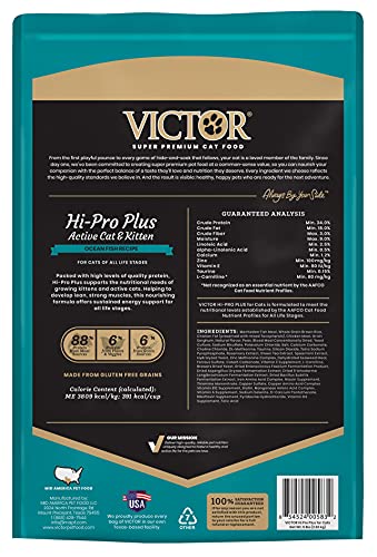 Image of VICTOR Hi-Pro Plus Dry Cat Food - Active Adult Cat and Kitten, 5 lb