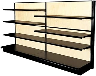 Lozier Gondola Retail Shelving Wall Display with 8 Shelves Single Sided Black & Wood 96â€W x 54â€H x 19â€D for Retail Convenience Grocery Office Supply or Liquor Stores, Made in USA