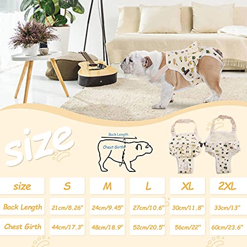 Image of QBLEEV Female Dog Diapers with Adjustable Suspenders, Escape Proof Diapers | Washable Sanitary Panties for Dogs in Heat or Incontinence, Reusable Period Underwear Onesie, Tail Hole & Stay on, Yellow, L