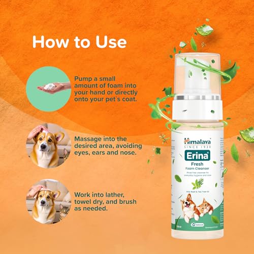 Image of Himalaya Erina Fresh | 150 ml | Rinse-Free Foam Cleanser /Dry Shampoo with Aloe Vera, Holy Basil & Tea Tree Oil