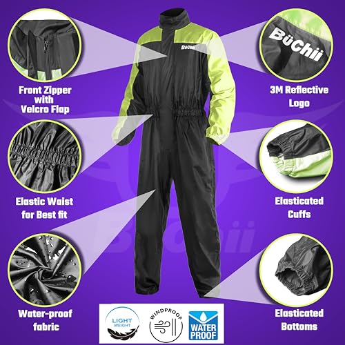 Image of Buchii Rainbow Ultra-Lite Motorbike Full Body Rain Suit for Men Women Waterproof Protective Overall Rain Trousers Coat