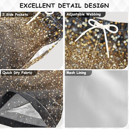 Pigsaly Boys Swim Trunks Gradient Flashing Gold Champagne Glitter Boys Board Shorts Swimsuit Swimwear Bathing Suit 3T3