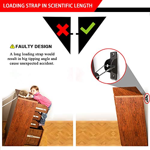 Metal Furniture Straps 6 Pack, Furniture Anchors Kit for Baby Proofing, Anti Tip Straps for Cabinet/Dresser/Bookshelf, Earthquake Straps for Safety, Baby Safety Kit by Dualeco