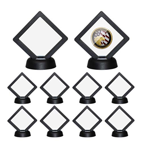 Lot de 10 présentoirs flottants 3D pour médailles, spécimens (noir)