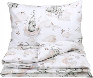Babymam 2pc Baby bedding set 120x90 Cotton Pillowcase Duvet Cover Fit Cot Elephant on the cloud