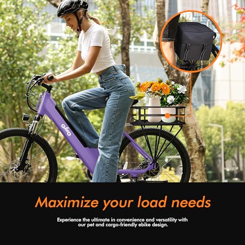 Image of Qlife Cityone Electric Bike for Adults & Teens, Step-Through Commuter Ebike, 1000W Peak Motor, 55-Mile Range, 48V Removable Battery, 26-Inch City Tires, 7-Speed, Up to 20+ MPH
