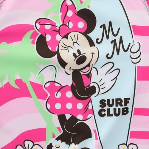 Image of Disney Minnie Mouse Stitch Girls UPF 50+ Long Sleeve Rash Guard and Bikini 2-Piece Swimsuit Set for Toddler to Big Kids