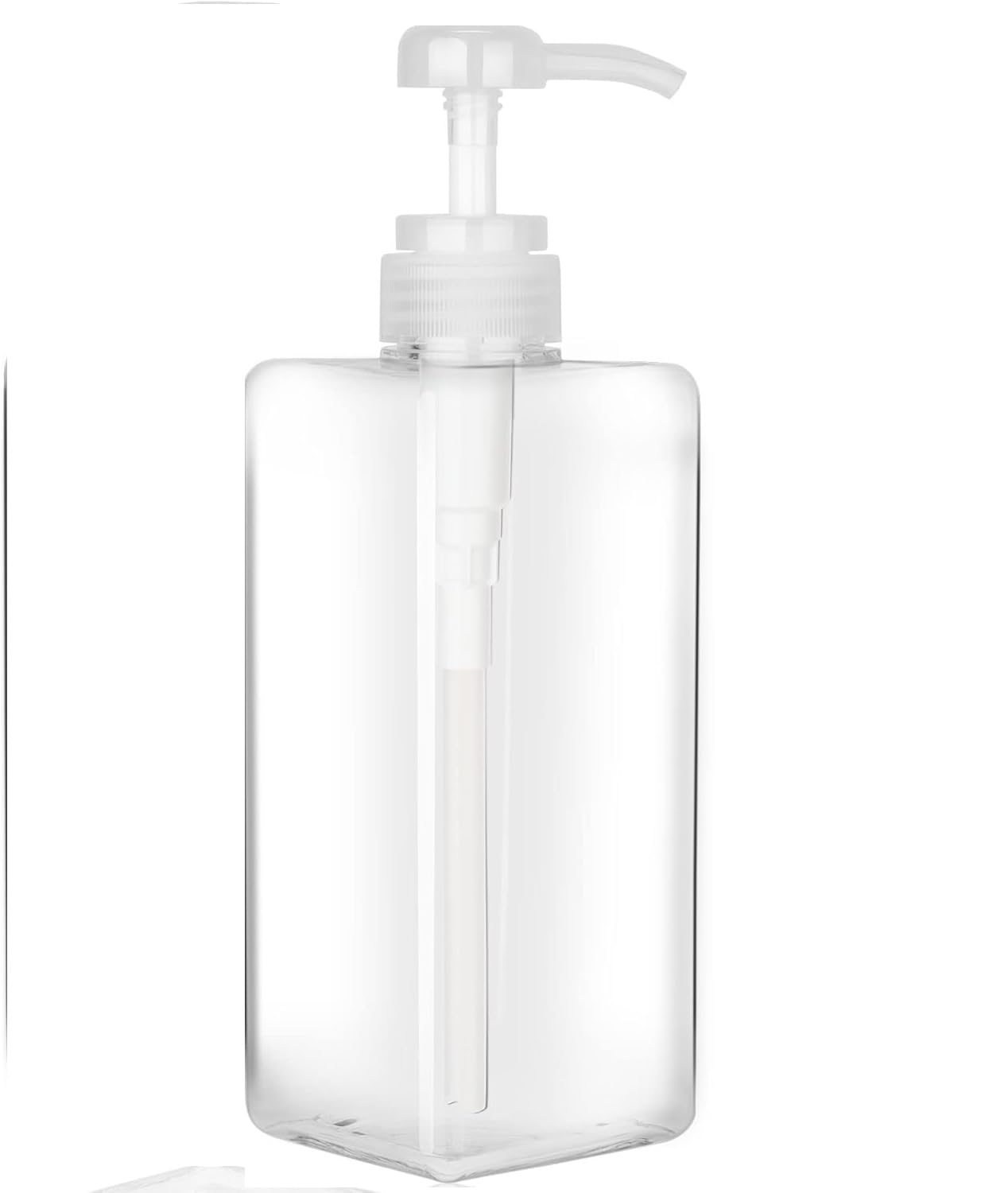 STARFLYER Pump Bottle Dispenser 22oz/650ml 1 Pack Refillable Square Plastic Lotion Dispenser Empty Lotion Pump Bottle for Essential Oil Lotion, Shampoo, Bathroom Travel. (Clear)-picture-23
