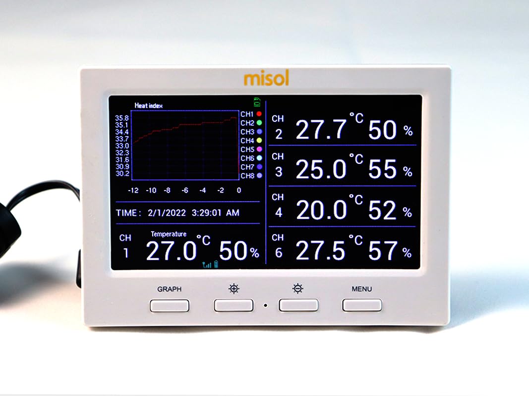 MISOL Wireless Weather Station with 5 sensors, 5 Channels, Color Screen, Data Logger, Connect to PC/Stazione meteorologica Wireless Con 5 sensori, 5 canali, schermo a Colori, Data Logger