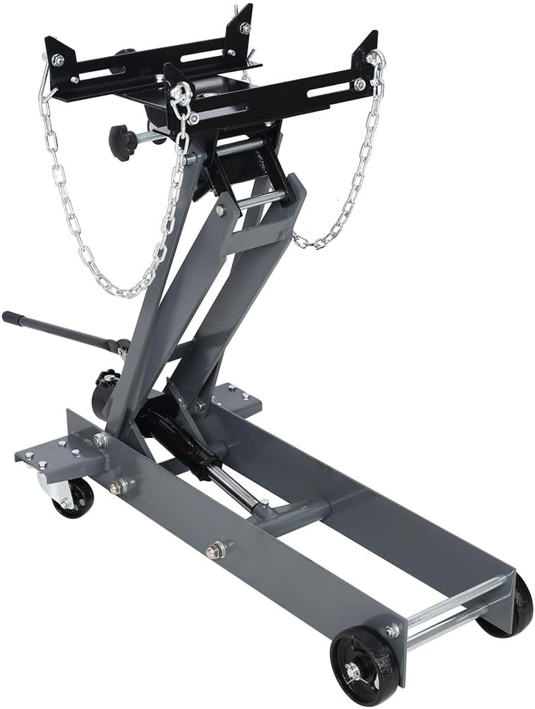 Transmission Jack, Hydraulic Transmission Service/Floor Jack Lift 1 Ton Capacity 2200lb, Low Profile Roll-Under Floor Trolley with Pedal, 360° Swivel Wheels for Car Truck SUV,Gray