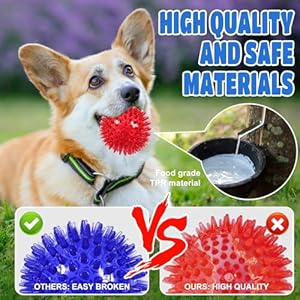 Light Up Squeaky Dog Balls: Led Dog Balls for Aggressive Chewers Puppy Chew Toys for Teething – Spikey Dog Balls for Small, Medium, Large dogs