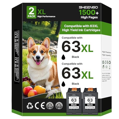Image of 63XL Black Ink Cartridge for HP Ink 63 Black for HP Officejet 3830 2-Black