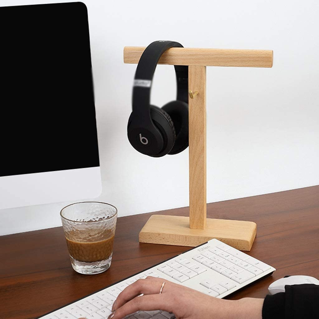 Gaming Accessori Supporto Per Cuffie Dal Design Alla Moda Supporto Per Auricolari In Legno Massello Pratico Supporto Per Cuffie Da Tavolo Con Mensola Per Esposizione Stand Over-Ear da Gioco(Beech)