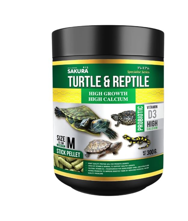 Image of Sakura Super Premium Speacial Food for Turtle & Reptile with Vitamin D3, High Calcium & Probiotic Stick Pellet (M) 300gm