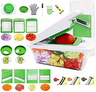 Vegetable Chopper, RTMAXCO Mandoline Slicer Dicer Peeler Onion Chopper, Food Chopper Cutter Cheese Grater,Vegetables Spiralizer, All in 1 Adjustable Vegetables Slicer Veggie Slicer, Salad Chopper