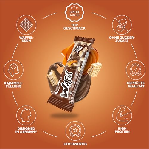 IronMaxx Wafix - Peanut Caramel 24 x 39 g | High Protein Waffelriegel mit Erdnussstückchen | Zuckerreduziert & knusprig | Ideal für unterwegs 5