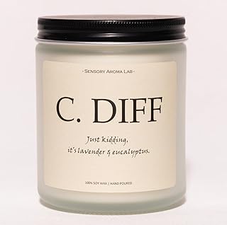 Lavender & Eucalyptus Soy Wax Candle, 7OZ - Nurse Gifts for Women, Rn Gifts for Nurses, Smells Like C.DIFF