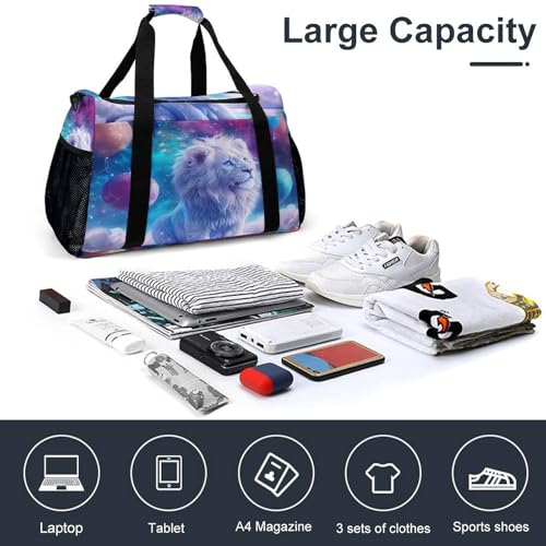 Outers-Spacees Liones Gym Bag Travel Duffle Bags Shoulder Carry On Weekender Bag Hangbag for Women Men4