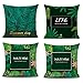 Lieson Fundas de almohada para exteriores, 40 x 40 cm, diseño de hojas de flores, estilo vida, naturaleza, sofá, fundas de cojín, verde, lino