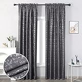 Taisier Home Silver Foil Print Linen Textured Curtains Geometric Dots Pattern Design Curtains for Nursery Toy Room Thermal Insulated Window Treatment 2 Panels 72' L,Soft Grey and Silver Print