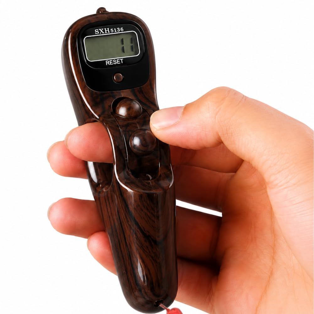 Digital Tally Counter with Compass naam jap Counter Finger Counter for Pooja Meditation Prayer Japa Mala (Walnut Brown)-image-4