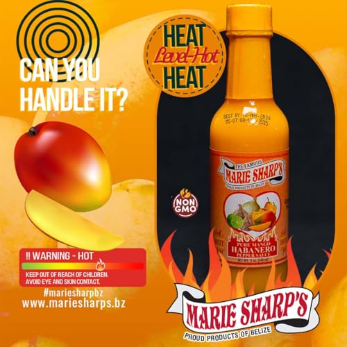 Image of Marie Sharp's Mango Habanero Pepper Sauce, 5 oz - Sweet & Spicy Belizean Hot Sauce with Real Mango - All-Natural, Gluten-Free