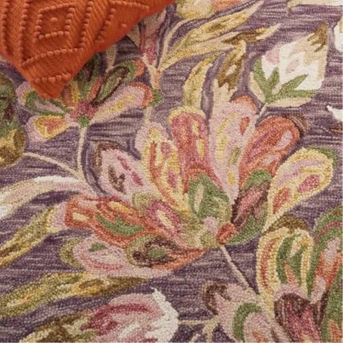 Image of Sifa Carpet Crafted with Care: Premium Hand-Tufted Wool Carpets Royanna Traditional Design Handmade Area Rugs, for Your Room Purple Color Size 3x5 feet (90x150cm)