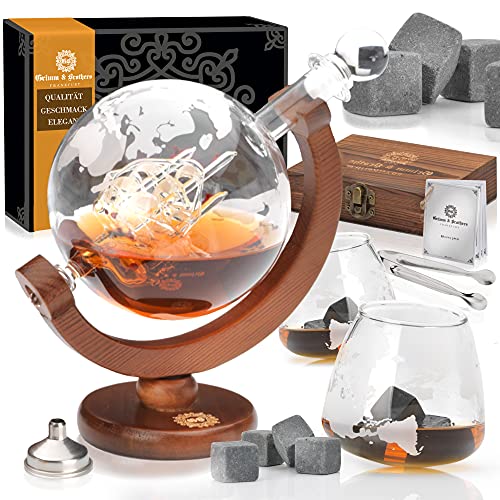GRIMM & BROTHERS: Whisky Karaffe 850ml- 2 Whisky Gläser mit Curling...