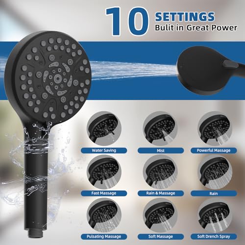 Image of 12 inch Metal Rainfall Shower Head with 10-Mode Handheld, Oil Rubbed Bronze