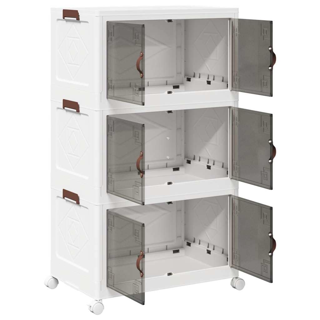 vidaXL Caja de almacenaje apilable con ruedas 3 niveles 75 L