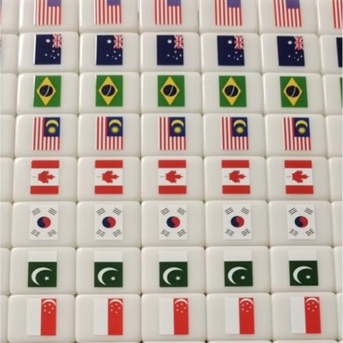 Juego de Mesa Mahjong con 64 Fichas Diseño Banderas miniatura 5