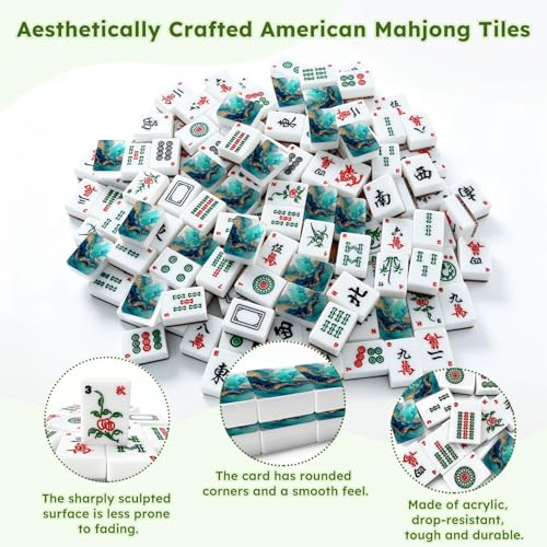 Juego de Mahjong Americano con 166 fichas acrílicas y bolsa miniatura 6