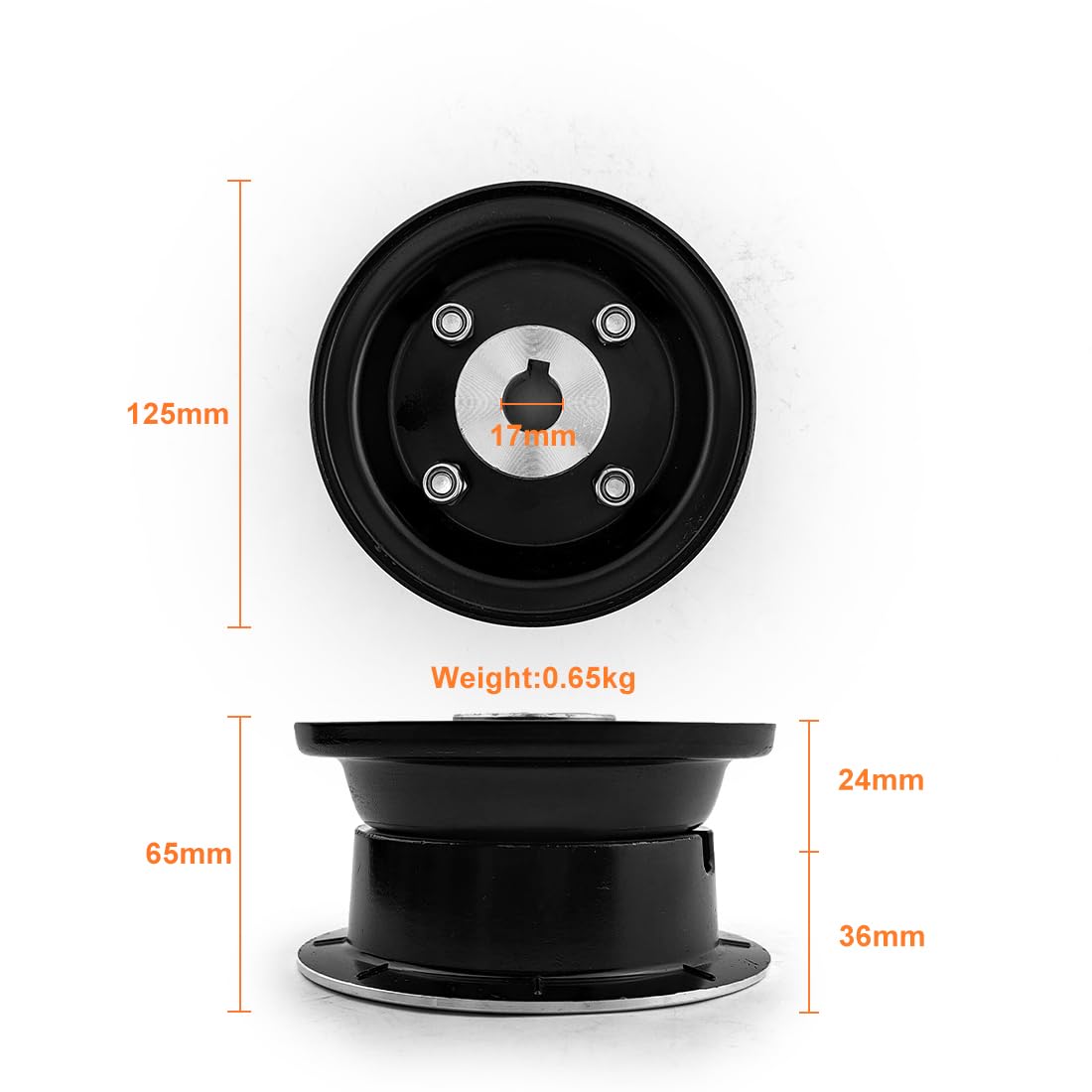 Jante de 10,2 cm 17 mm en alliage pour fauteuil roulant et scooter 4.10-4 et 9x3.50-4