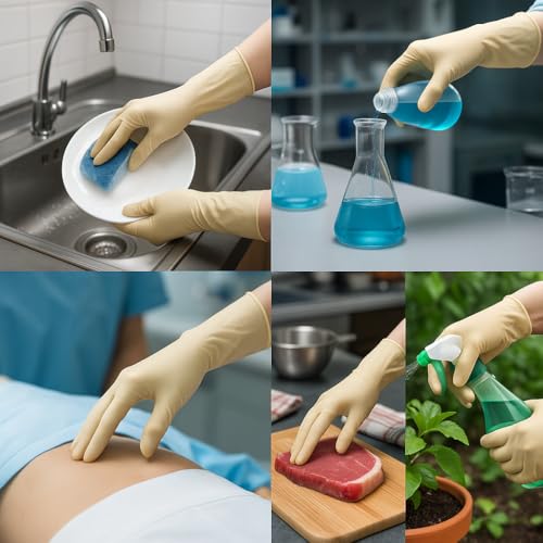 Image of 16 Inch Gloves - Long Cuff, Durable, Chemical-Resistant Safety Gloves for Industrial, Lab, Cleaning, Dishwashing, Home & Janitorial Use - Comfortable Fit (Latex, 1 Pair)
