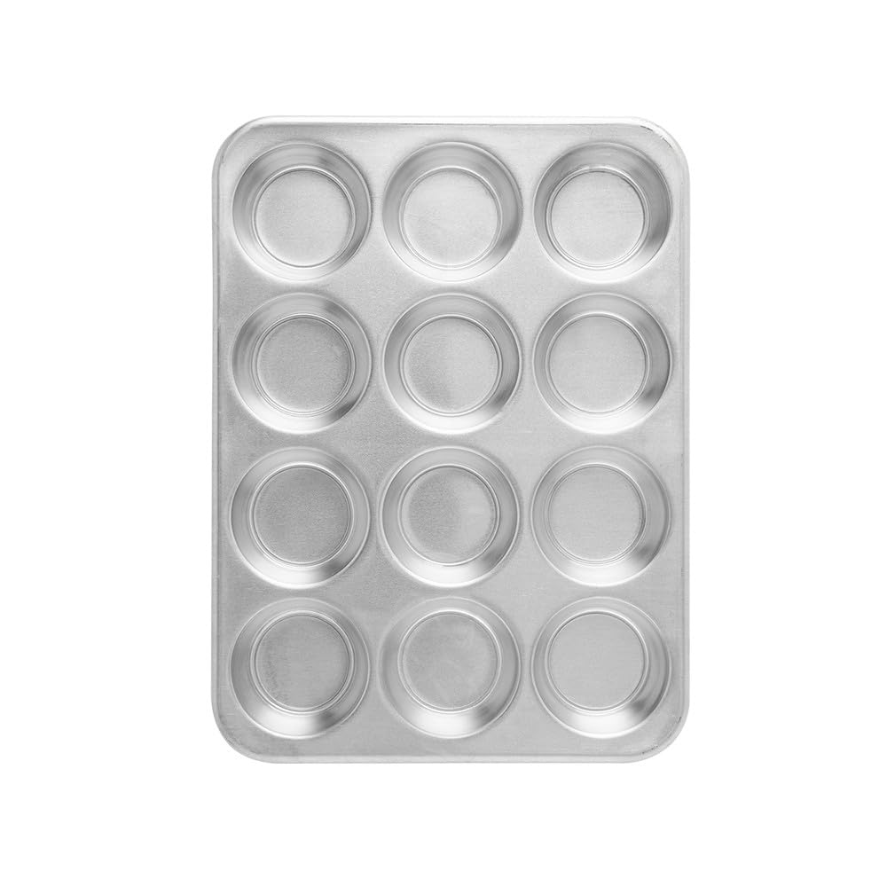 Nordic Ware Naturals 12 Cavity Muffin Pan, Cupcake Tray with Superior Heat Conductivity, Premium Bakeware for Evenly Browned Treats, Made in the USA, Silver