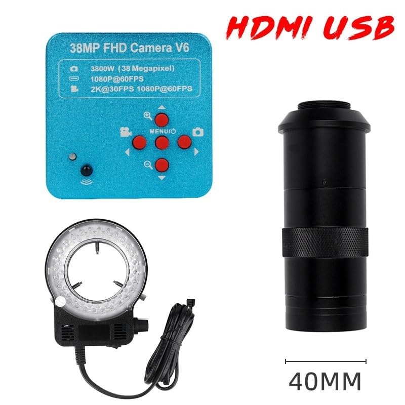 Microscope Industry Video Microscope Camera Full HD 13MP 2K 1080P 60FPS HDMI Magnifier(38MP-130X Set)