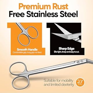 Long Handle Toenail Scissors - 6” Long Handled Nail Clippers for Seniors Podiatrist Manicure Pedicure Podiatry for Elderly Men Women Ingrown Toe Nails Fingernail Cuticle Trimmer Cutter Stainless Steel