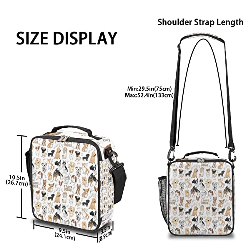 Animal Dog Kids Lunch Box Cute Doodle Gog Insulated Lunch Bag Tote For Girls Boys Cooler Freezable Meal Prep Bag With Shoulder Strap Waterproof Lunch Container For School Office Picnic #TOP2