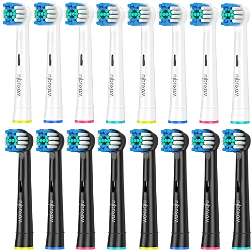 替换刷头兼容 Braun Oral B 电动牙刷,适用于 Oral B Pro Smart Vitality Genius Triumph 青少年儿童系列的敏感刷头(8 黑色和 8 白色)
