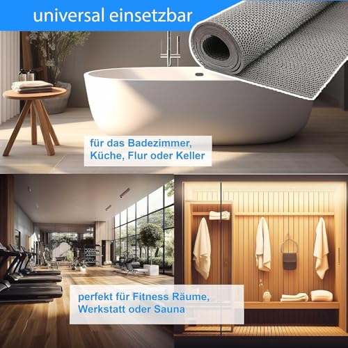 Onpira® Saunaläufer Bodenmatte Meterware Antirutschmatte rutschfest Duschmatte Badvorleger 90 cm oder 120 cm Breite – Ideal für Sauna, Dusche, Badezimmer, Wellnessbereich und Spa (90 cm)