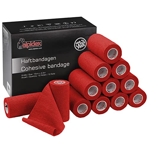ALPIDEX 12 Rollos Venda Autoadhesiva Elástica 10 cm x 4,5 m Cohesiva